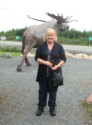 Linda and a moose statue